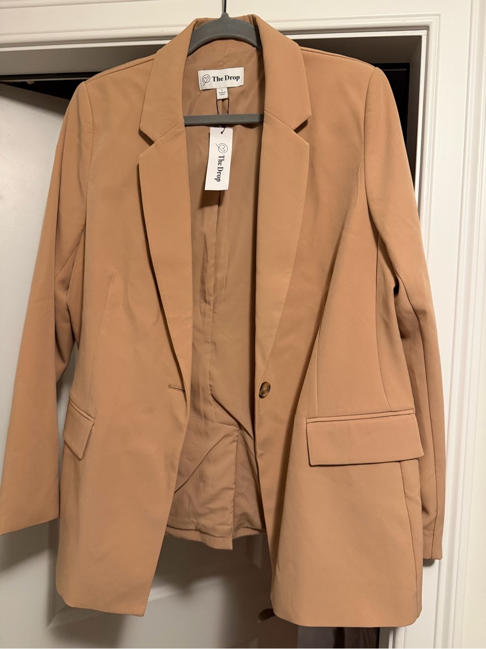 The Drop Women's Tan Single-Button Blazer